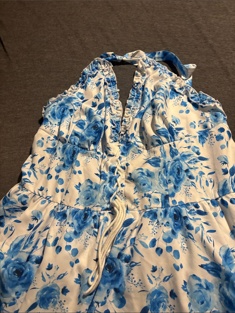 SHEIN White Sundress with Blue Floral Print - Picture 2 of 4